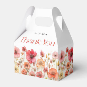 Retro Pastel Pink Boho Wildflower Bridal Shower Favor Box