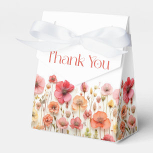 Retro Pastel Pink Boho Wildflower Wedding Favor Box