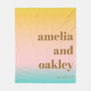 Retro Pastel Pink Gradient Unique Wedding Custom Fleece Blanket