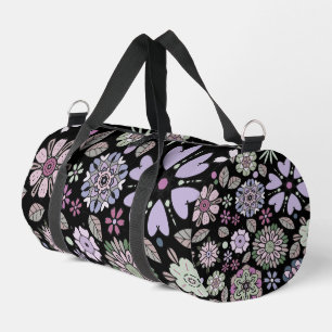Retro Pastel Pink Purple Floral Seamless Pattern Duffle Bag