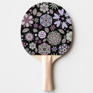 Retro Pastel Pink Purple Floral Seamless Pattern Ping Pong Paddle