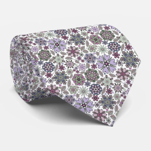 Retro Pastel Pink Purple Floral Seamless Pattern Tie