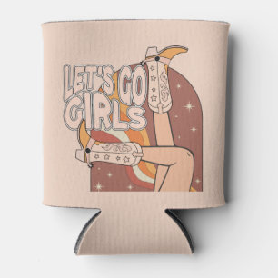 Retro Pastel Pink Rodeo Bachelorette Bride  Can Cooler