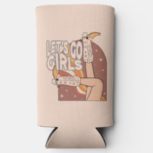 Retro Pastel Pink Rodeo Bachelorette Bride  Seltzer Can Cooler