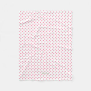Retro pastel pink white polka dots pattern fleece blanket