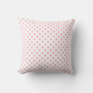 Retro pastel pink white polka dots pattern throw pillow