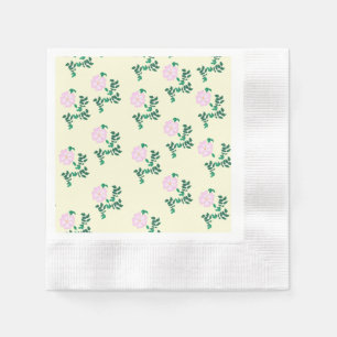 Retro Pastel Pink Wild Rose Flower Pattern  Napkin
