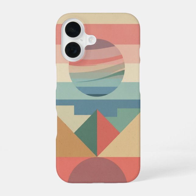 Retro Pastel Planet on Blocks iPhone 16 Case (Back)