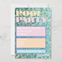 Retro Pastel Pool Party Invitation