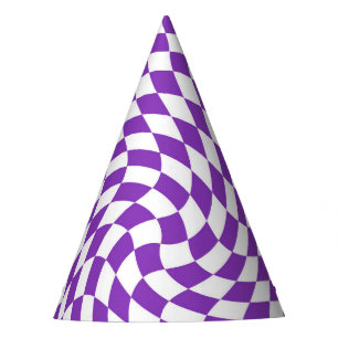 Retro Pastel Purple & White Chequered    Party Hat