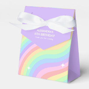 Retro Pastel Rainbow 6th Birthday Party Favor Box