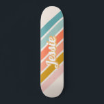 Retro Pastel Rainbow Personalized Name Skateboard<br><div class="desc">Retro inspired sunburst design in bright and playful vintage colours that can be personalized with your name.</div>