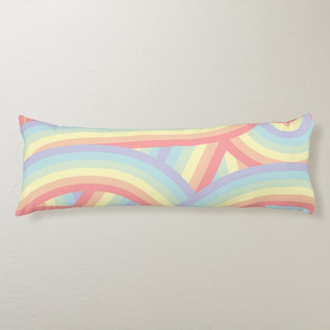 Retro Pastel Rainbow Stripes Pattern Body Pillow (Front)