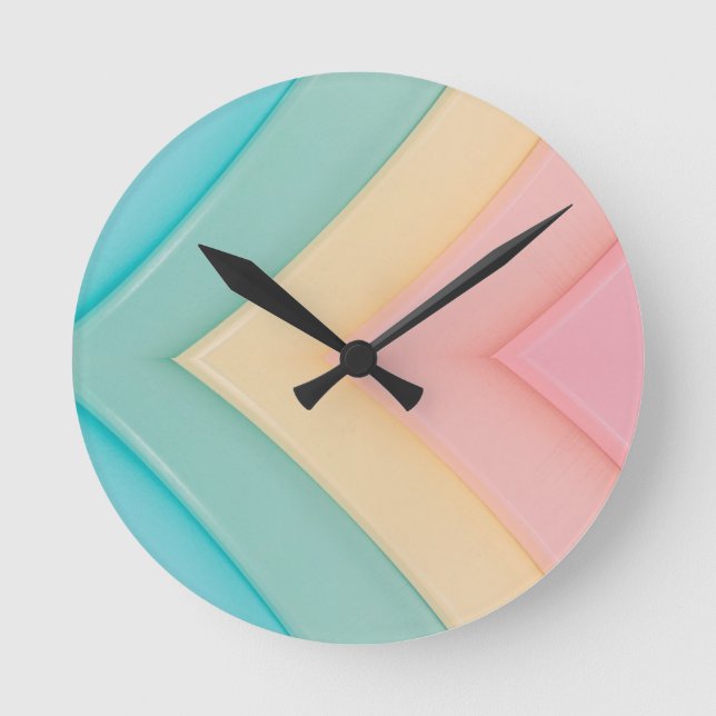 Retro Pastel Rainbow Wall Clock (Front)