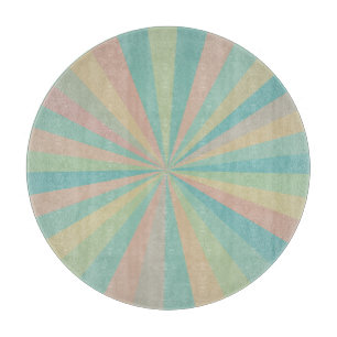 Retro Pastel Starburst Round Cutting Board 