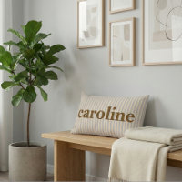 Retro Pastel Stripe Personalized Brown Name