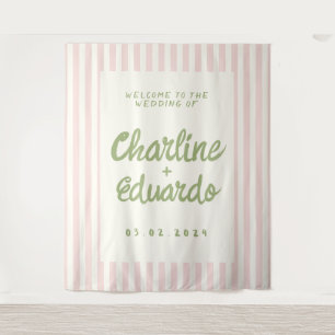 Retro Pastel Striped Wedding Tapestry