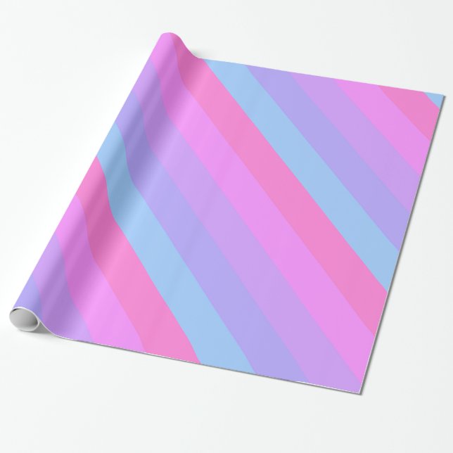 Retro Pastel Stripes Trendy Wrapping Paper (Unrolled)