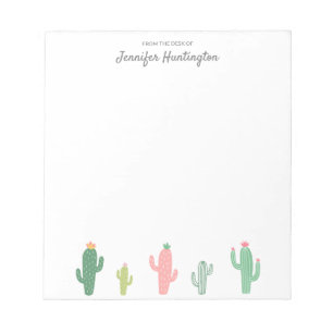 Retro Pastel Succulent Cactus Personalized Notepad