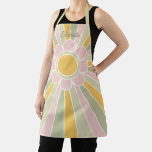 Retro Pastel Sunshine Personalized Kitchen Apron