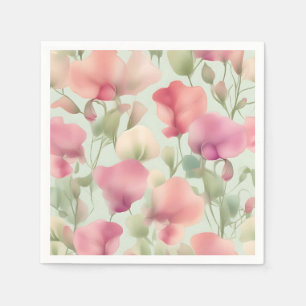 Retro Pastel Sweet Pea Pattern Napkin