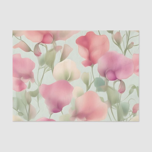 Retro Pastel Sweet Pea Pattern Tissue Paper (Front)