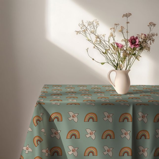 Retro Pastel Tablecloth 70s Groovy Earthy Vibes (Retro Pastel Tablecloth 70s Groovy Earthy Vibes)