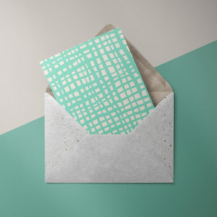 Retro pastel turquoise grid pattern holiday postcard