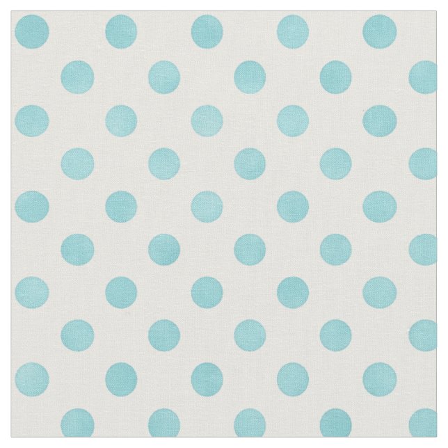 Retro pastel turquoise white polka dots pattern fabric (Close Up)