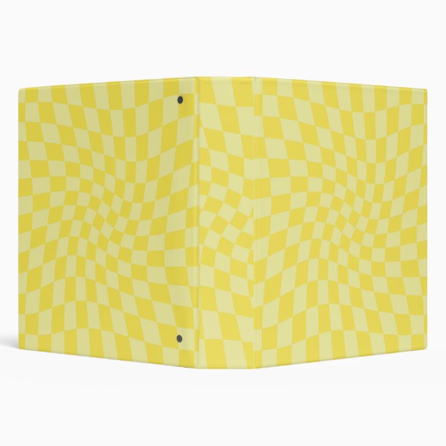 Retro Pastel Yellow Checks Warped Chequerboard   Binder (Background)