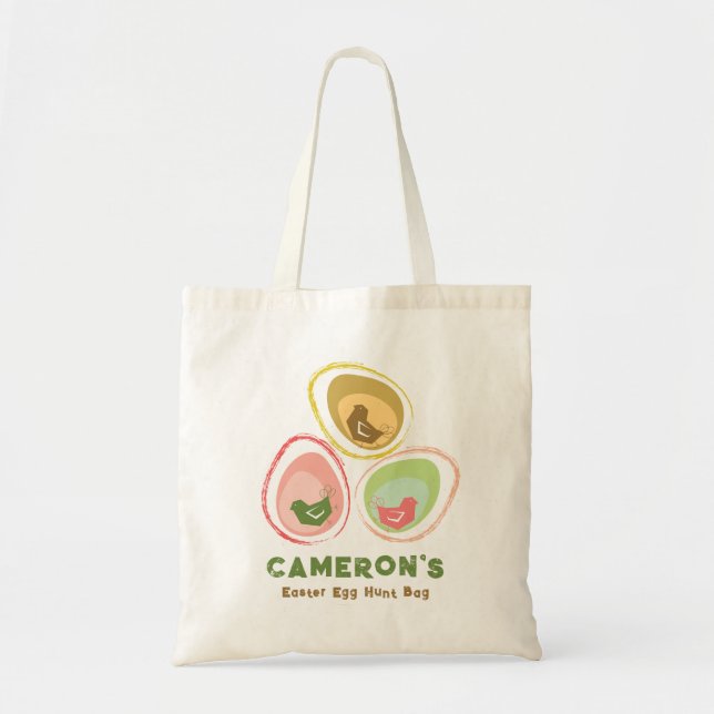 Retro Pastels Chicks Chic Cute Easter Egg Hunt Bag (Front)