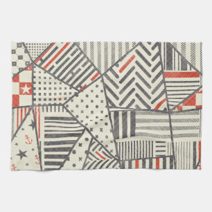 Retro Patchwork: Abstract Geometric Design Kitchen Towel