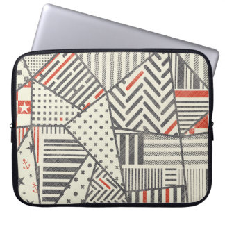Retro Patchwork: Abstract Geometric Design Laptop Sleeve