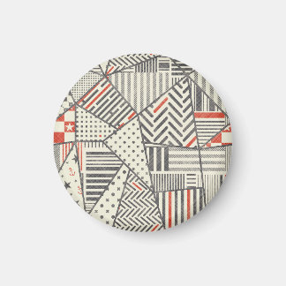 Retro Patchwork: Abstract Geometric Design Magnet