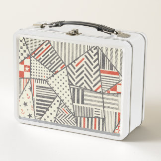 Retro Patchwork: Abstract Geometric Design Metal Lunch Box