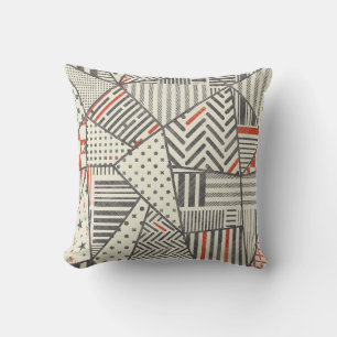 Retro Patchwork: Abstract Geometric Design Throw Pillow