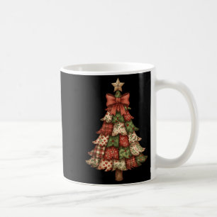 Retro Patchwork Christmas Tree Vintage Merry Xmas  Coffee Mug