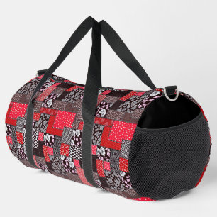 Retro Patchwork Floral Quilt Pattern Duffle Bag
