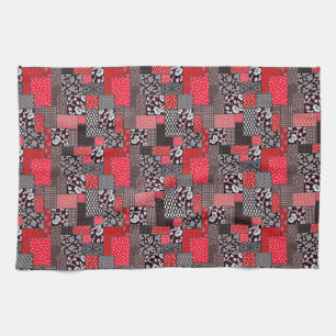 Retro Patchwork Floral Quilt Pattern Kitchen Towel