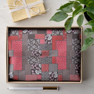 Retro Patchwork Floral Quilt Pattern Tissue Paper