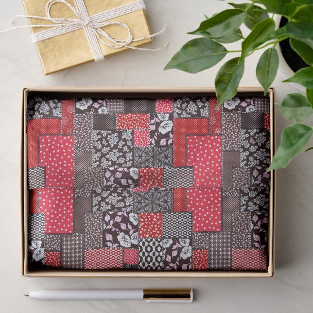 Retro Patchwork Floral Quilt Pattern Tissue Paper (Gift)