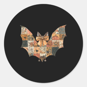 Retro Patchwork Quilt T Coquette Fall Halloween Sp Classic Round Sticker