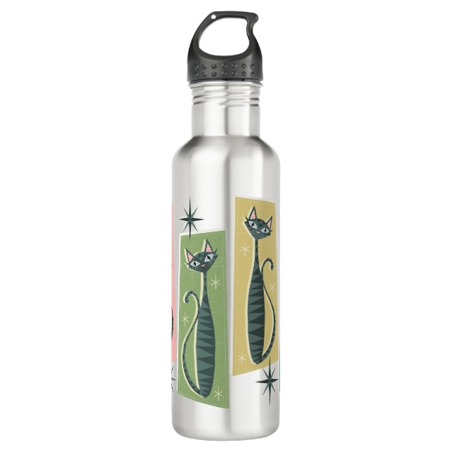 Retro Patchwork Tabbies ©studioxtine 710 Ml Water Bottle (Front)