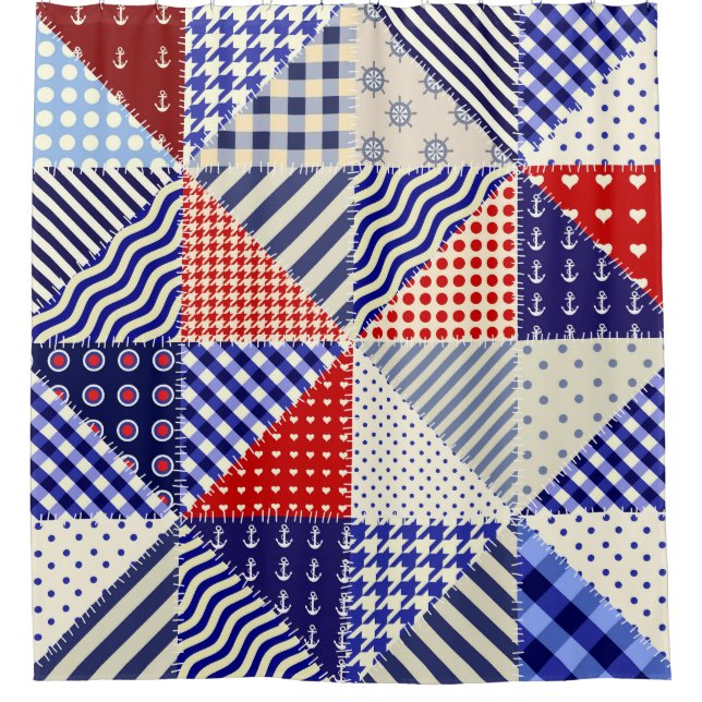 Retro Patchwork Triangles Nautical Style (Front)
