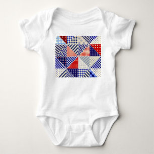 Retro Patchwork Triangles Nautical Style Baby Bodysuit