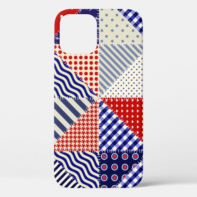 Retro Patchwork Triangles Nautical Style Case-Mate iPhone Case (Back)
