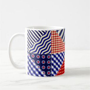 Retro Patchwork Triangles Nautical Style Coffee Mug