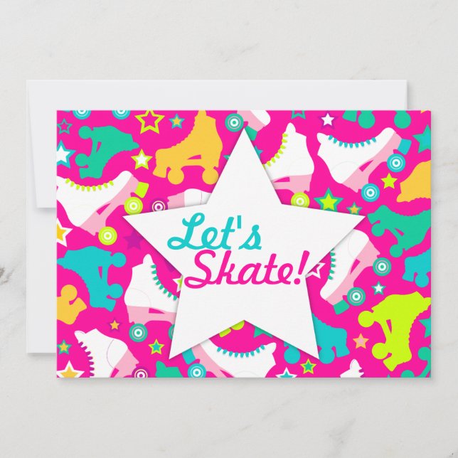 Retro Patins Invitation personnalisée "Patinons !" (Devant)