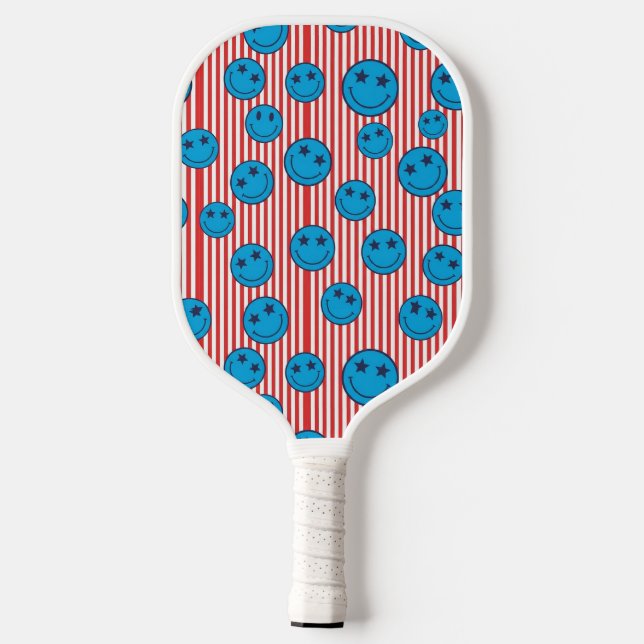 Retro Patriot Smiley Face Pickleball Paddle (Back)