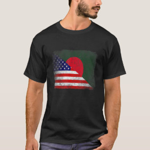 Retro Patriotic American Bangladesh Flag Distresse T-Shirt